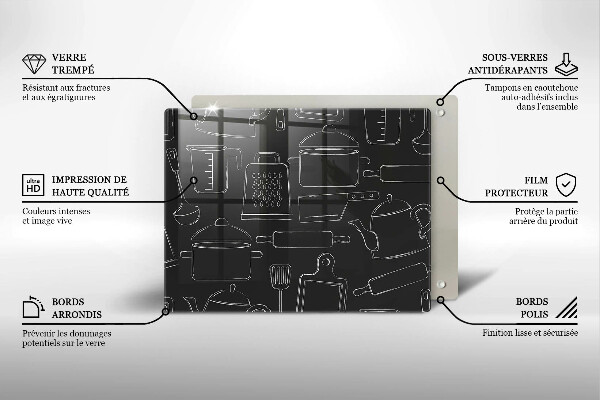 Sklenená doska na krájanie Kreslené kuchynské doplnky