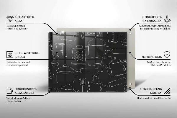 Sklenená doska na krájanie Kreslené kuchynské doplnky