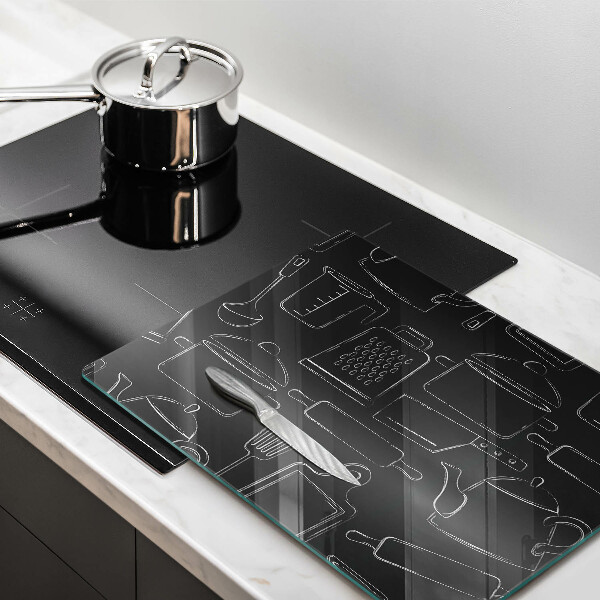 Sklenená doska na krájanie Kreslené kuchynské doplnky
