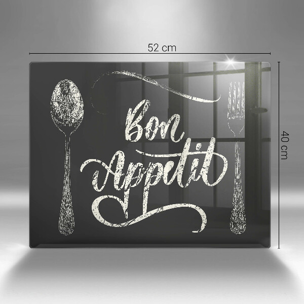 Sklenená doska na krájanie Nápis Bon Appetit