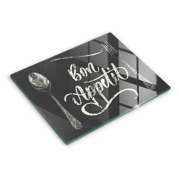 Sklenená doska na krájanie Nápis Bon Appetit