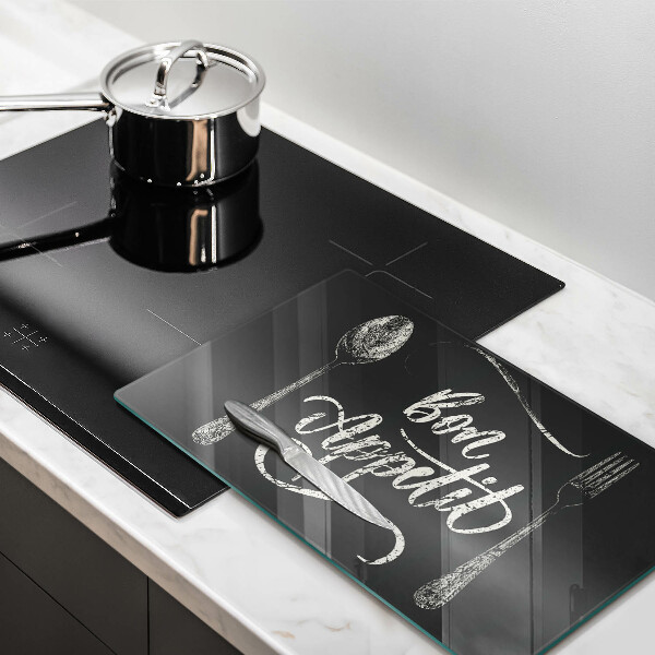 Sklenená doska na krájanie Nápis Bon Appetit