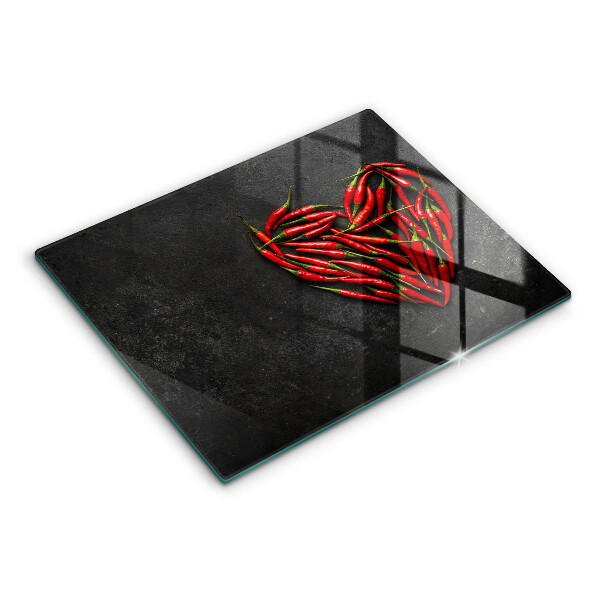 Sklenená doska na krájanie Srdce z chilli papričky