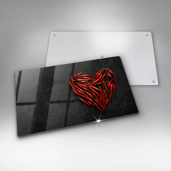Sklenená doska na krájanie Srdce z chilli papričky