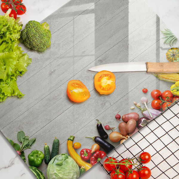 Sklenená doska na krájanie Zelenina na doskách