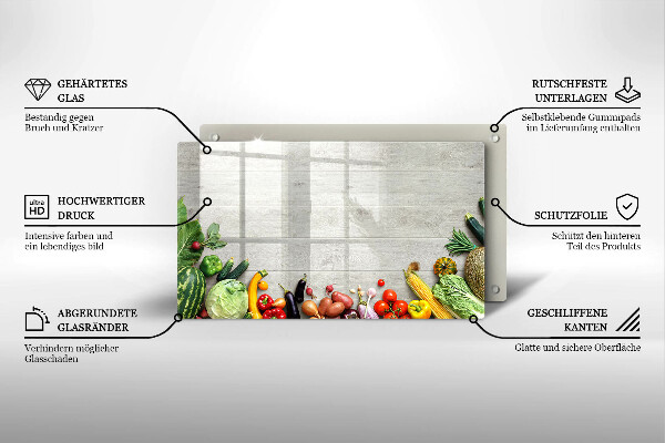 Sklenená doska na krájanie Zelenina na doskách