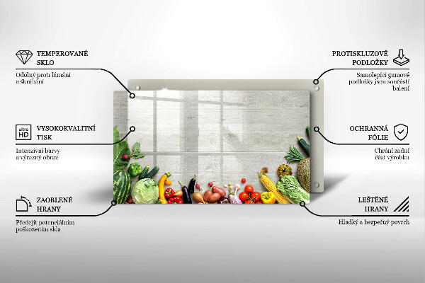 Sklenená doska na krájanie Zelenina na doskách