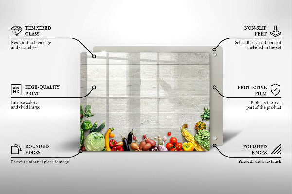 Sklenená doska na krájanie Zelenina na doskách