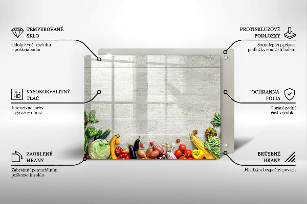 Sklenená doska na krájanie Zelenina na doskách