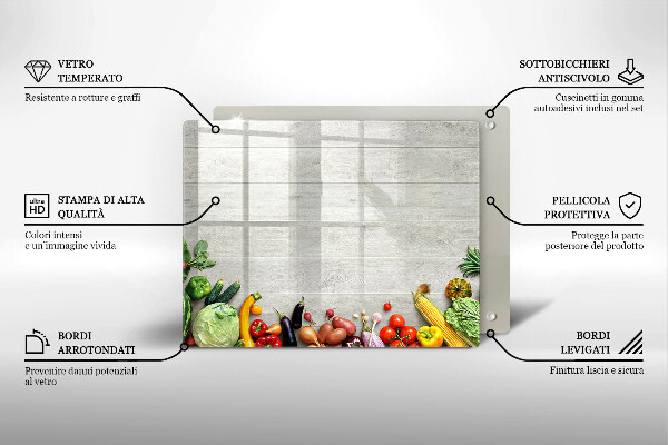 Sklenená doska na krájanie Zelenina na doskách