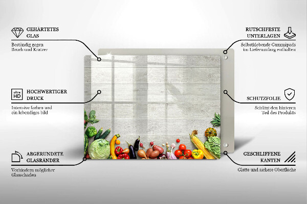 Sklenená doska na krájanie Zelenina na doskách