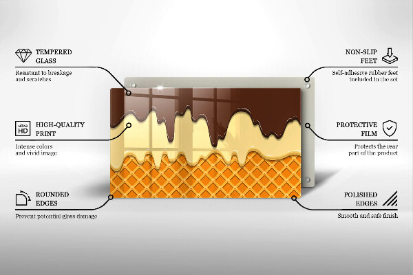 Sklenená doska na krájanie Ilustrácia kornútok zmrzliny