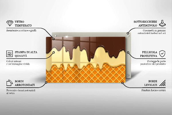 Sklenená doska na krájanie Ilustrácia kornútok zmrzliny