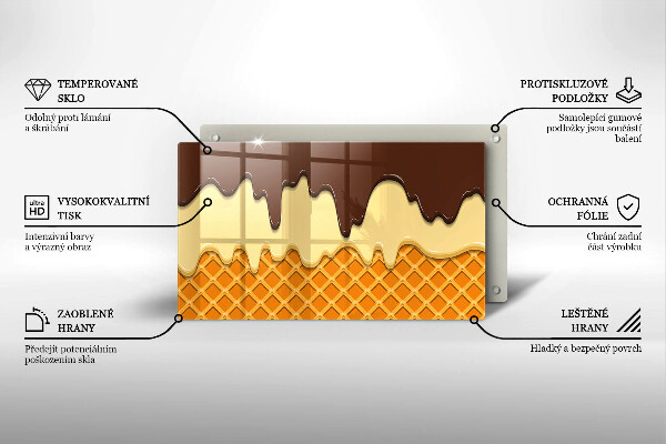 Sklenená doska na krájanie Ilustrácia kornútok zmrzliny