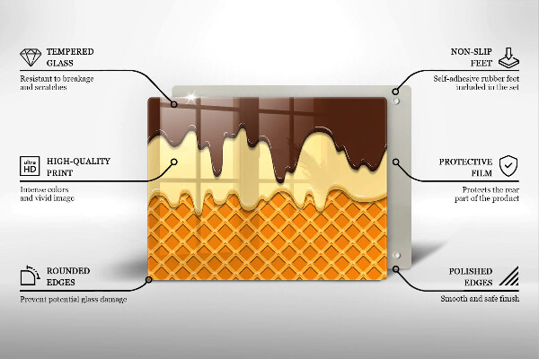 Sklenená doska na krájanie Ilustrácia kornútok zmrzliny