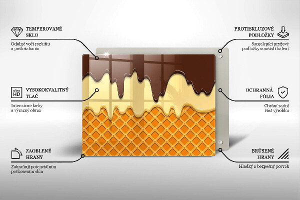 Sklenená doska na krájanie Ilustrácia kornútok zmrzliny