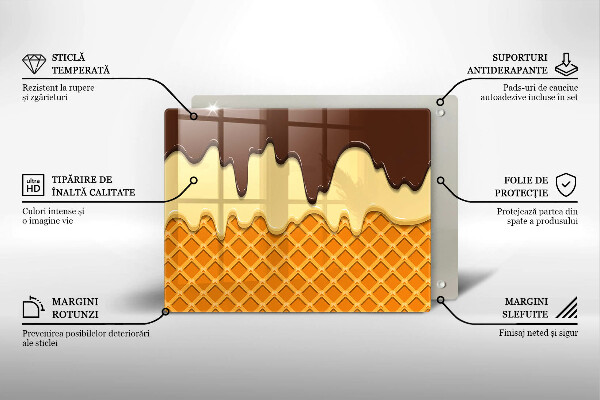 Sklenená doska na krájanie Ilustrácia kornútok zmrzliny