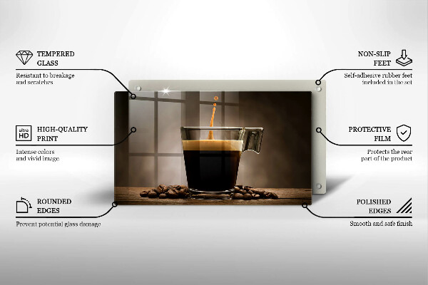 Sklenená doska na krájanie Sklo a kávové zrná