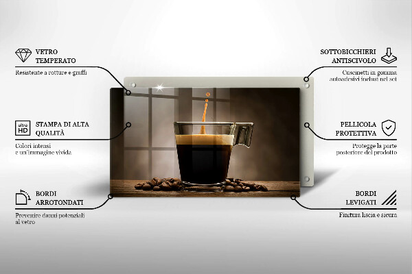Sklenená doska na krájanie Sklo a kávové zrná