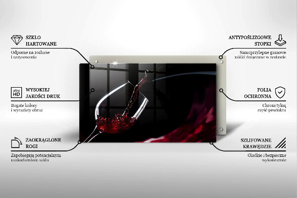 Sklenená doska na krájanie Pohárik červeného vína