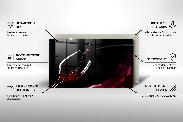 Sklenená doska na krájanie Pohárik červeného vína