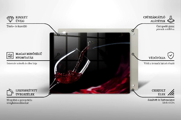 Sklenená doska na krájanie Pohárik červeného vína