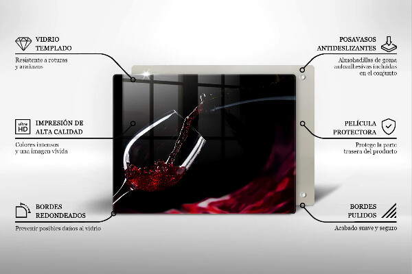 Sklenená doska na krájanie Pohárik červeného vína