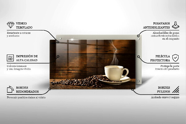 Sklenená doska na krájanie Drevená šálka na kávu