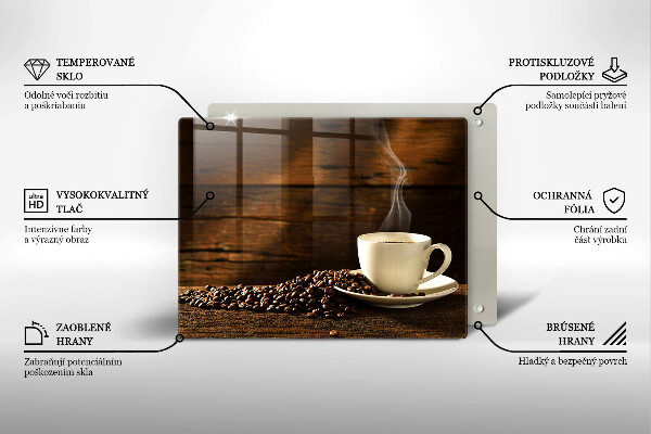 Sklenená doska na krájanie Drevená šálka na kávu