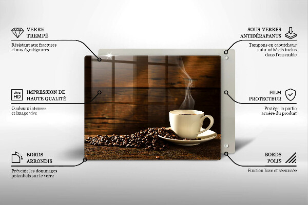 Sklenená doska na krájanie Drevená šálka na kávu