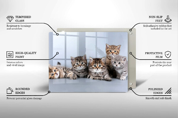 Sklenená doska na krájanie Sladké mačiatka