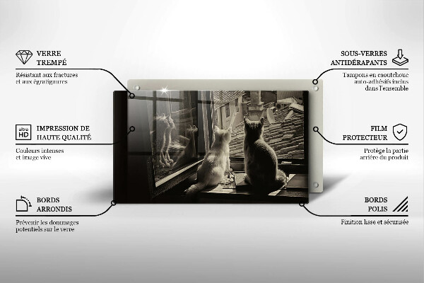 Sklenená doska na krájanie Mesto mačky a okno