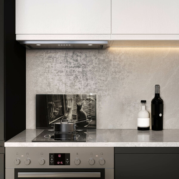 Sklenená doska na krájanie Mesto mačky a okno