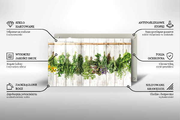 Sklenená doska na krájanie Sušené bylinky a rastliny