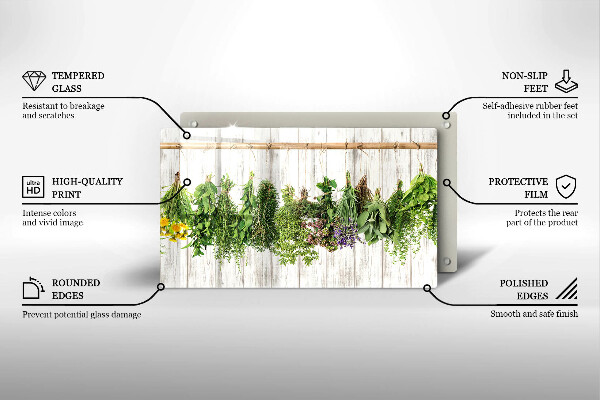 Sklenená doska na krájanie Sušené bylinky a rastliny