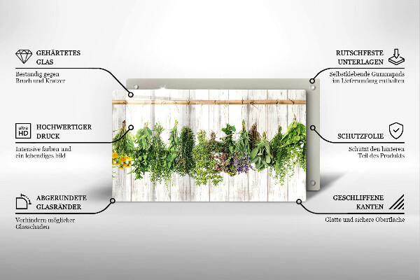Sklenená doska na krájanie Sušené bylinky a rastliny