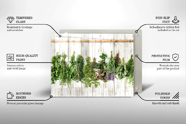 Sklenená doska na krájanie Sušené bylinky a rastliny