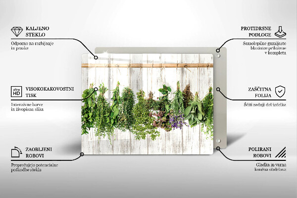 Sklenená doska na krájanie Sušené bylinky a rastliny