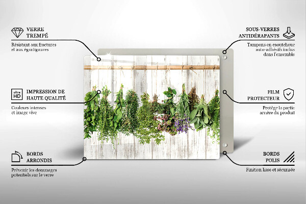 Sklenená doska na krájanie Sušené bylinky a rastliny
