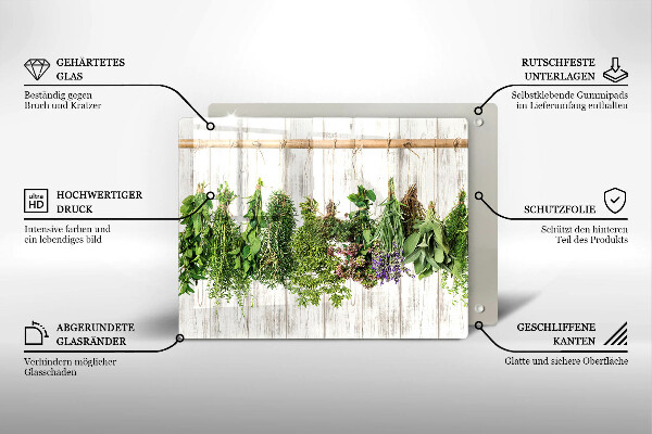 Sklenená doska na krájanie Sušené bylinky a rastliny