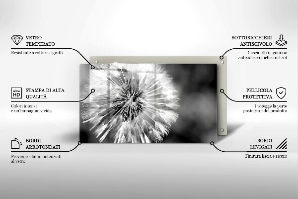 Sklenená doska na krájanie Jemná púpava
