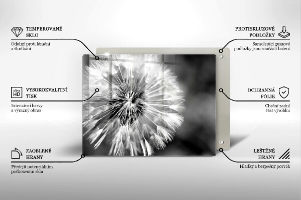Sklenená doska na krájanie Jemná púpava