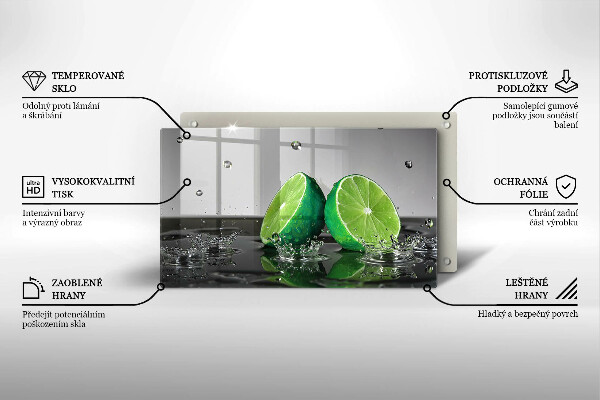 Sklenená doska na krájanie Šťavnaté limetky a voda