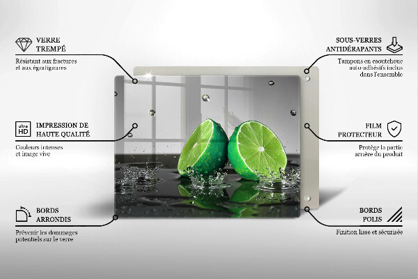 Sklenená doska na krájanie Šťavnaté limetky a voda