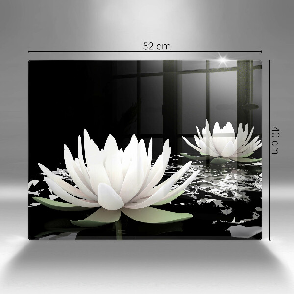 Sklenená doska na krájanie Biele ľalie na vode