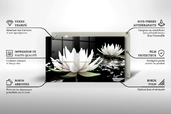 Sklenená doska na krájanie Biele ľalie na vode