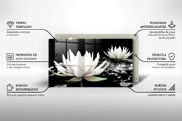 Sklenená doska na krájanie Biele ľalie na vode