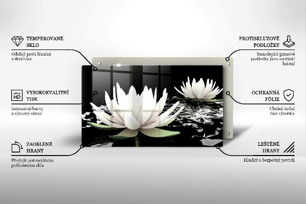 Sklenená doska na krájanie Biele ľalie na vode