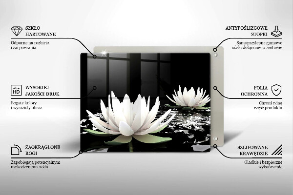 Sklenená doska na krájanie Biele ľalie na vode