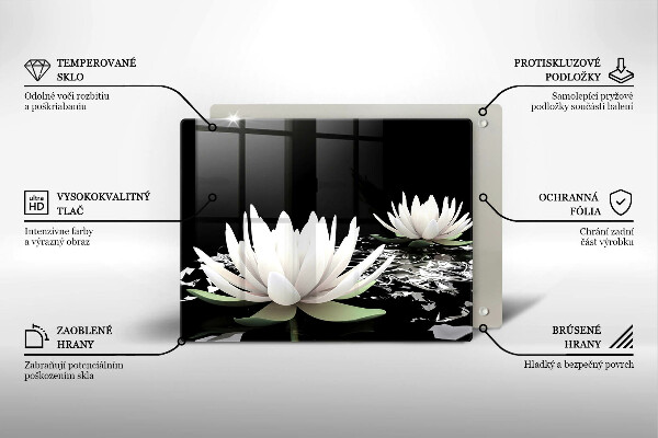 Sklenená doska na krájanie Biele ľalie na vode